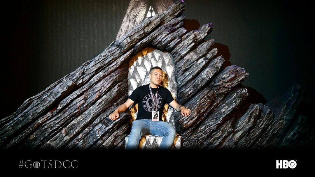 Comic Con 2017, on the Dragonstone throne
