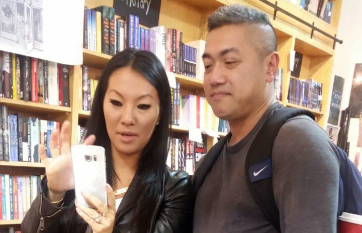 Asa Akira swiping my phone.
